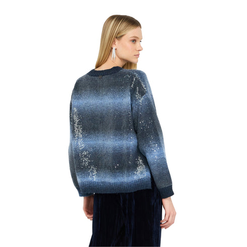 Maglia Donna a girocollo, con paillettes, in misto lana